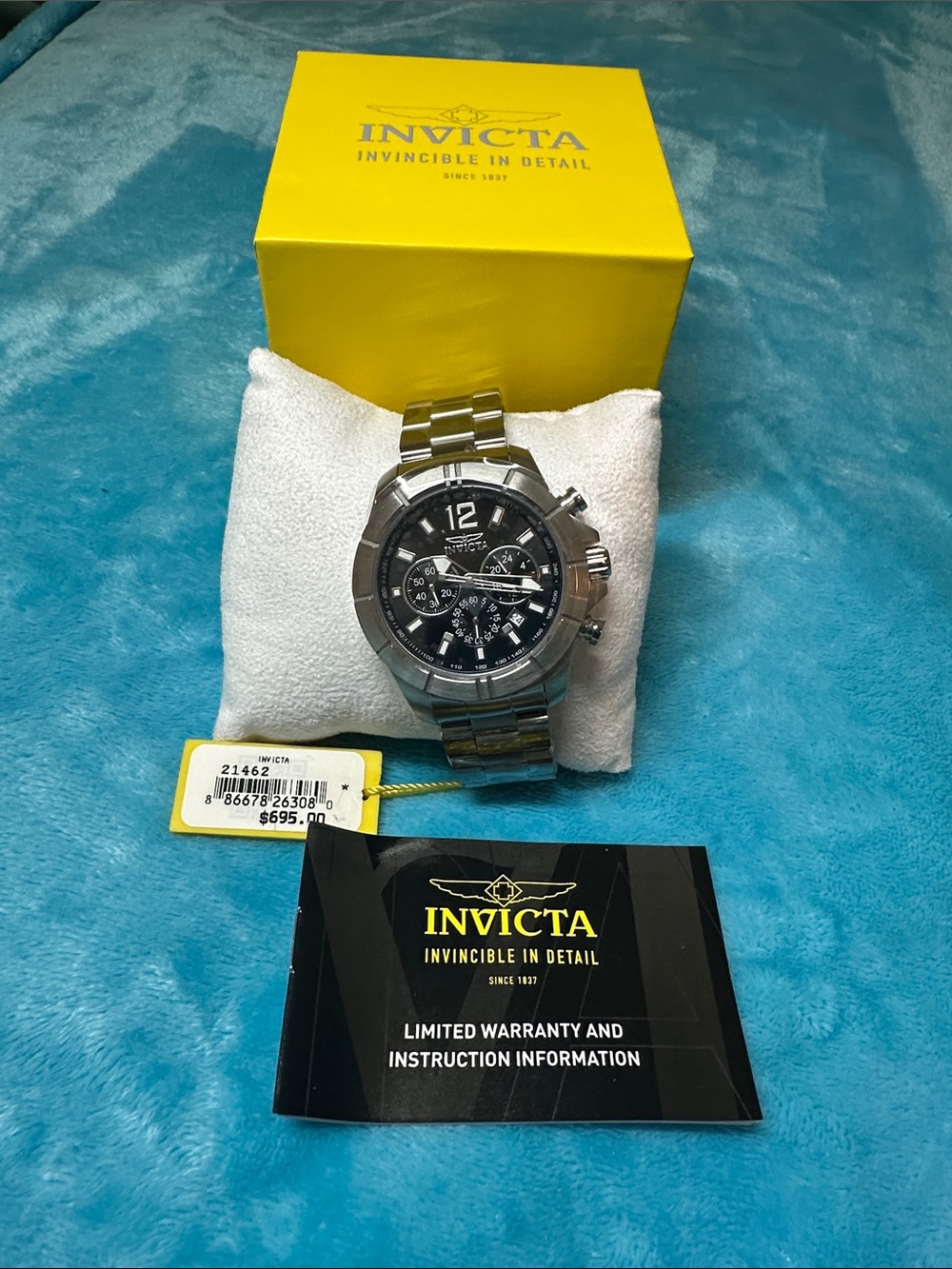 Invicta Stainless Steel Chronograph Watch - Black Dial with Yellow Box #3